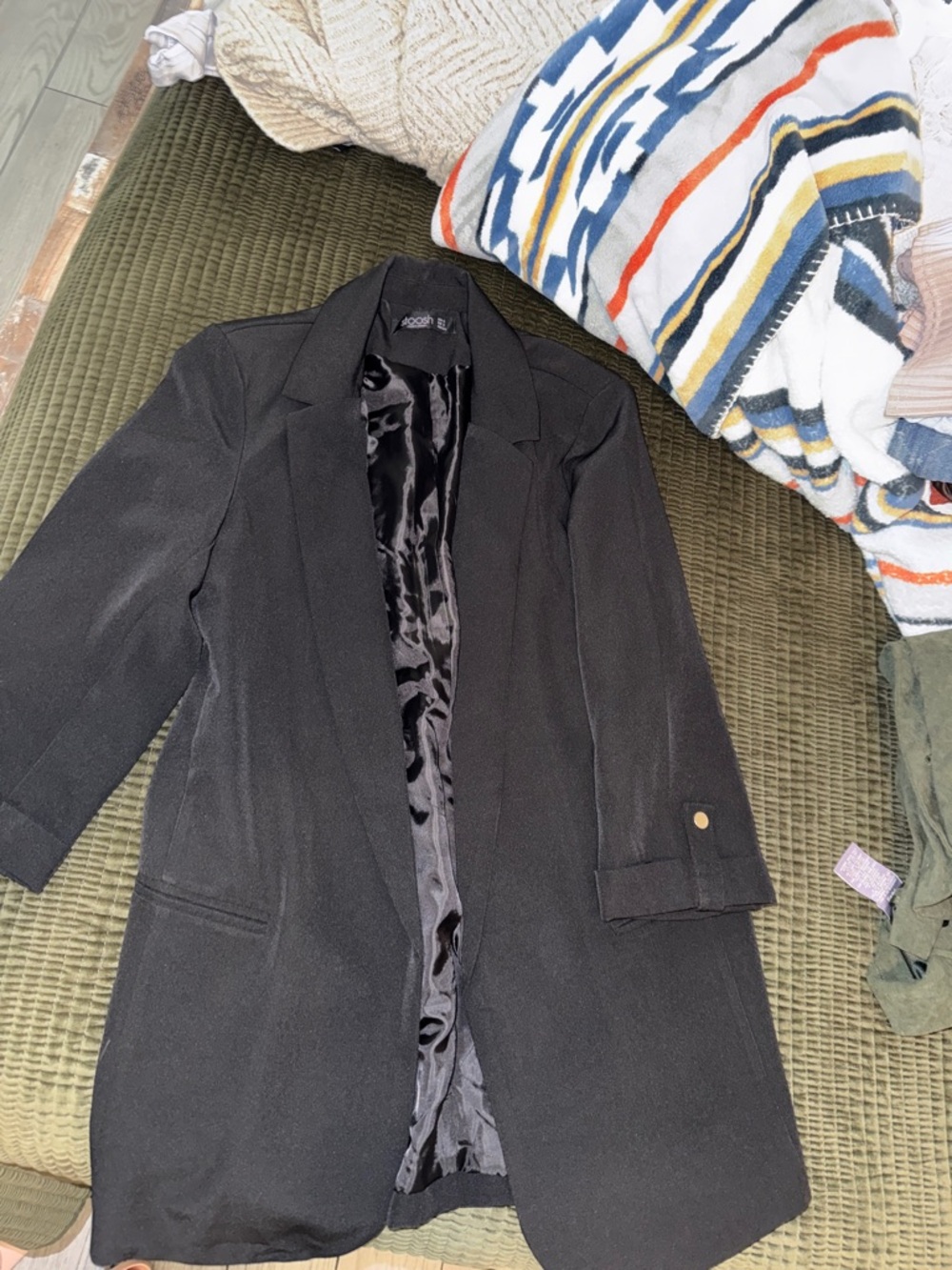 Stoosh Black Long Women's Blazer Coat
